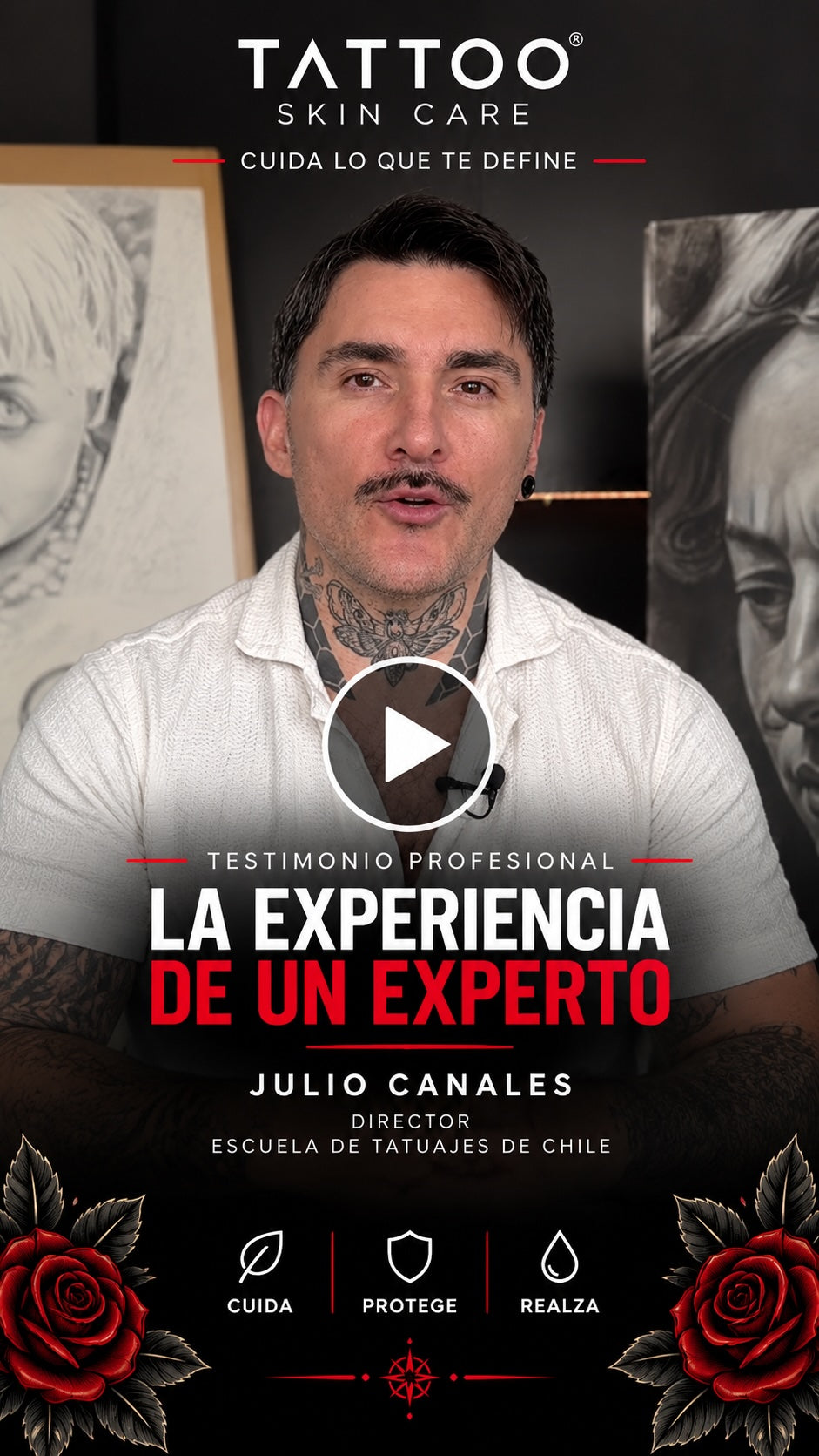 Julio Canales, Director de la Escuela de Tatuajes de Chile, habla sobre Tattoo Skin Care y la importancia del cuidado diario de la piel tatuada.